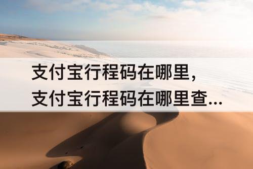 支付宝行程码在哪里，支付宝行程码在哪里查询