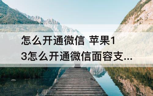 怎么开通微信 苹果13怎么开通微信面容支付