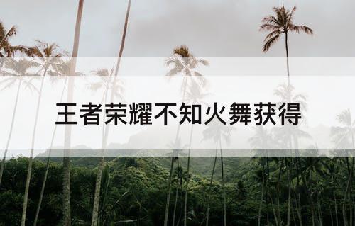 王者荣耀不知火舞获得