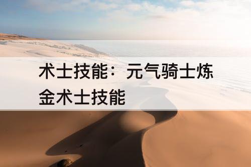 术士技能：元气骑士炼金术士技能
