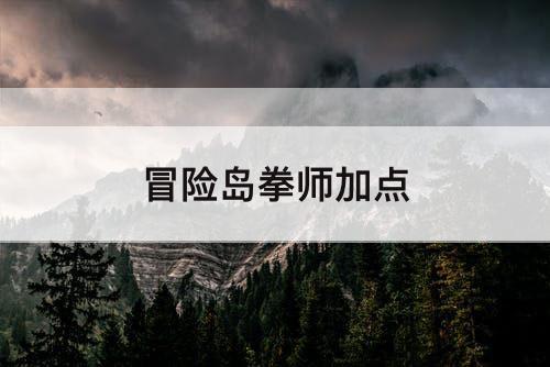 冒险岛拳师加点