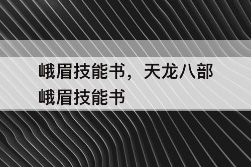 峨眉技能书，天龙八部峨眉技能书