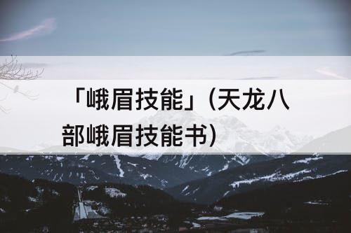 「峨眉技能」(天龙八部峨眉技能书)