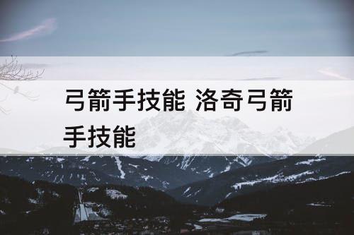 弓箭手技能 洛奇弓箭手技能