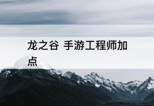 龙之谷 手游工程师加点