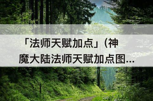 「法师天赋加点」(神魔大陆法师天赋加点图)