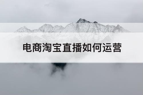 电商淘宝直播如何运营