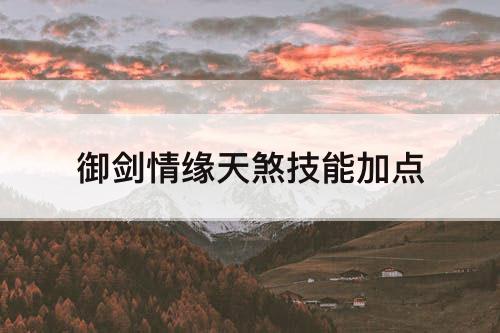 御剑情缘天煞技能加点