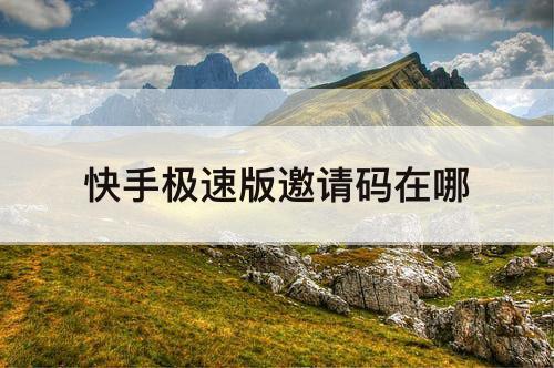 快手极速版邀请码在哪