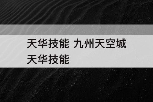 天华技能 九州天空城天华技能