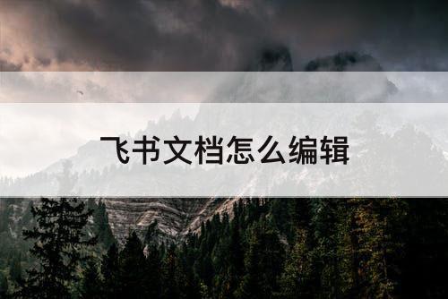 飞书文档怎么编辑