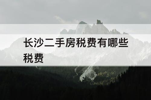 长沙二手房税费有哪些税费