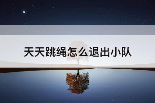 天天跳绳怎么退出小队