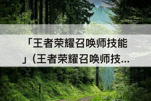 「王者荣耀召唤师技能」(王者荣耀召唤师技能cd时间)