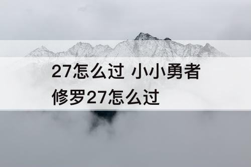 27怎么过 小小勇者修罗27怎么过