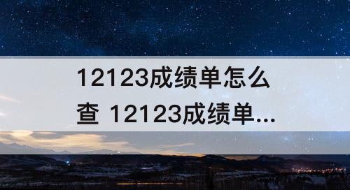 12123成绩单怎么查 12123成绩单怎么查询