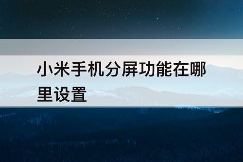 小米手机分屏功能在哪里设置
