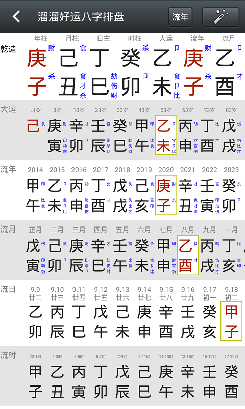 溜溜好运八字排盘  v4.0.1图1