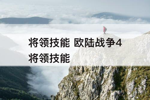 将领技能 欧陆战争4将领技能