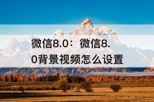 微信8.0：微信8.0背景视频怎么设置