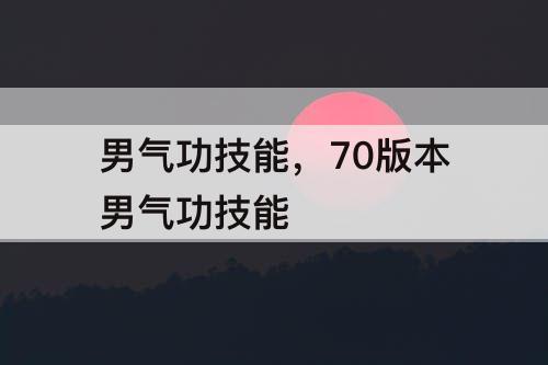 男气功技能，70版本男气功技能