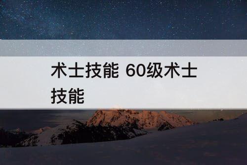 术士技能 60级术士技能