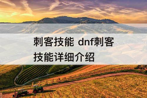 刺客技能 dnf刺客技能详细介绍