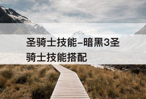 圣骑士技能-暗黑3圣骑士技能搭配