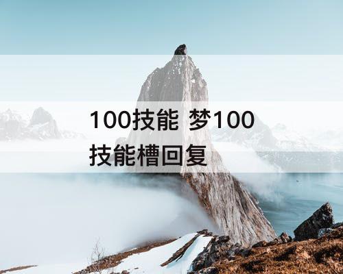 100技能 梦100技能槽回复