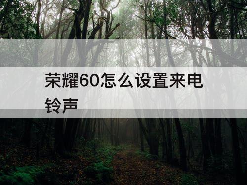 荣耀60怎么设置来电铃声