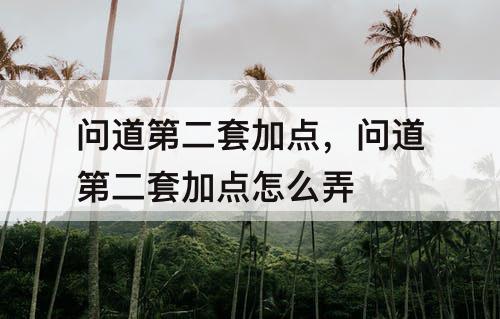 问道第二套加点，问道第二套加点怎么弄