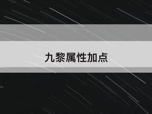 九黎属性加点